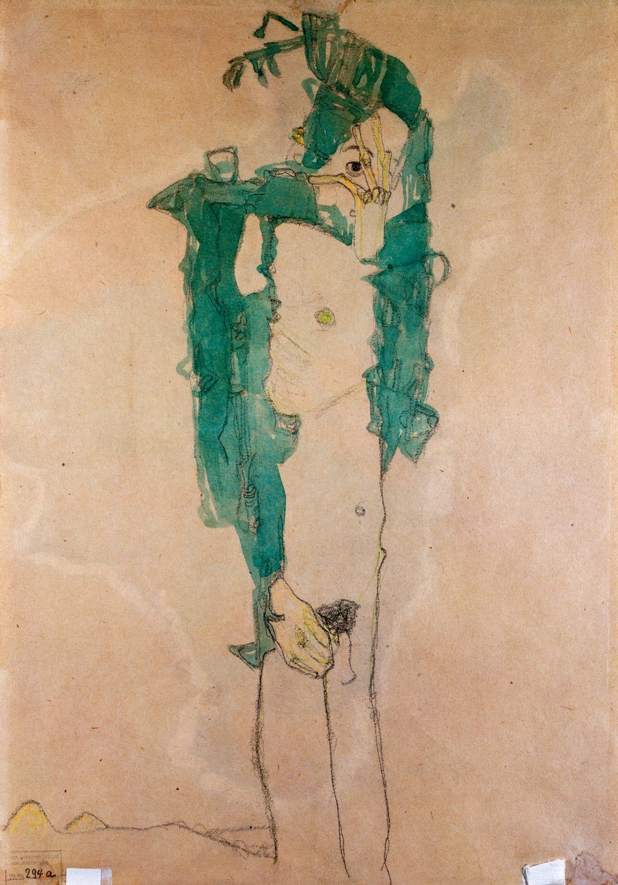 Autoportrét, kolem roku 1910 od Egon Schiele