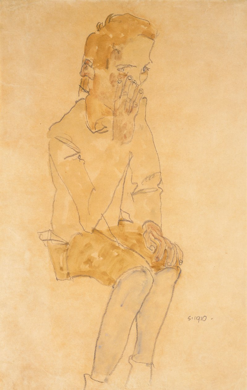 Sedící chlapec, 1910 od Egon Schiele