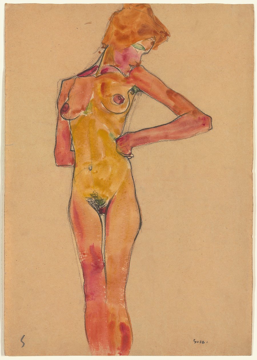 Stojící ženský akt od Egon Schiele