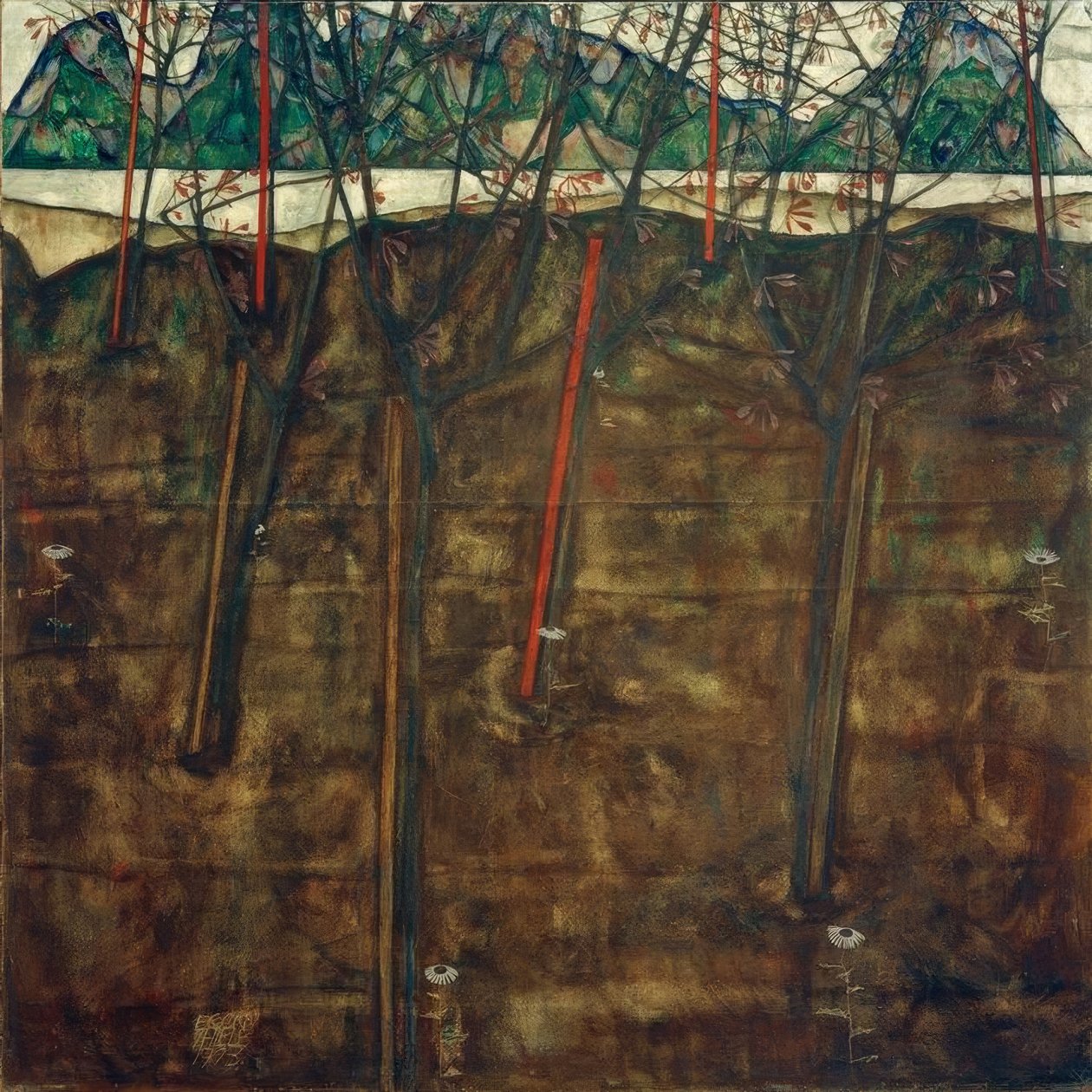 Předjarní krajina od Egon Schiele
