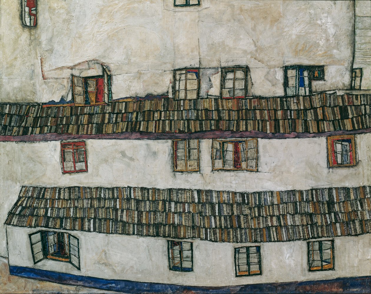 Okna fasáda domu, 1914. od Egon Schiele