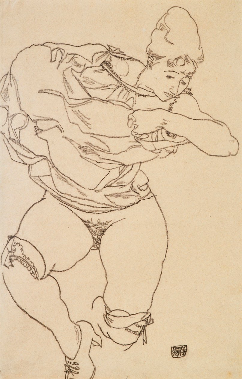 Svlékání ženy, 1917. od Egon Schiele