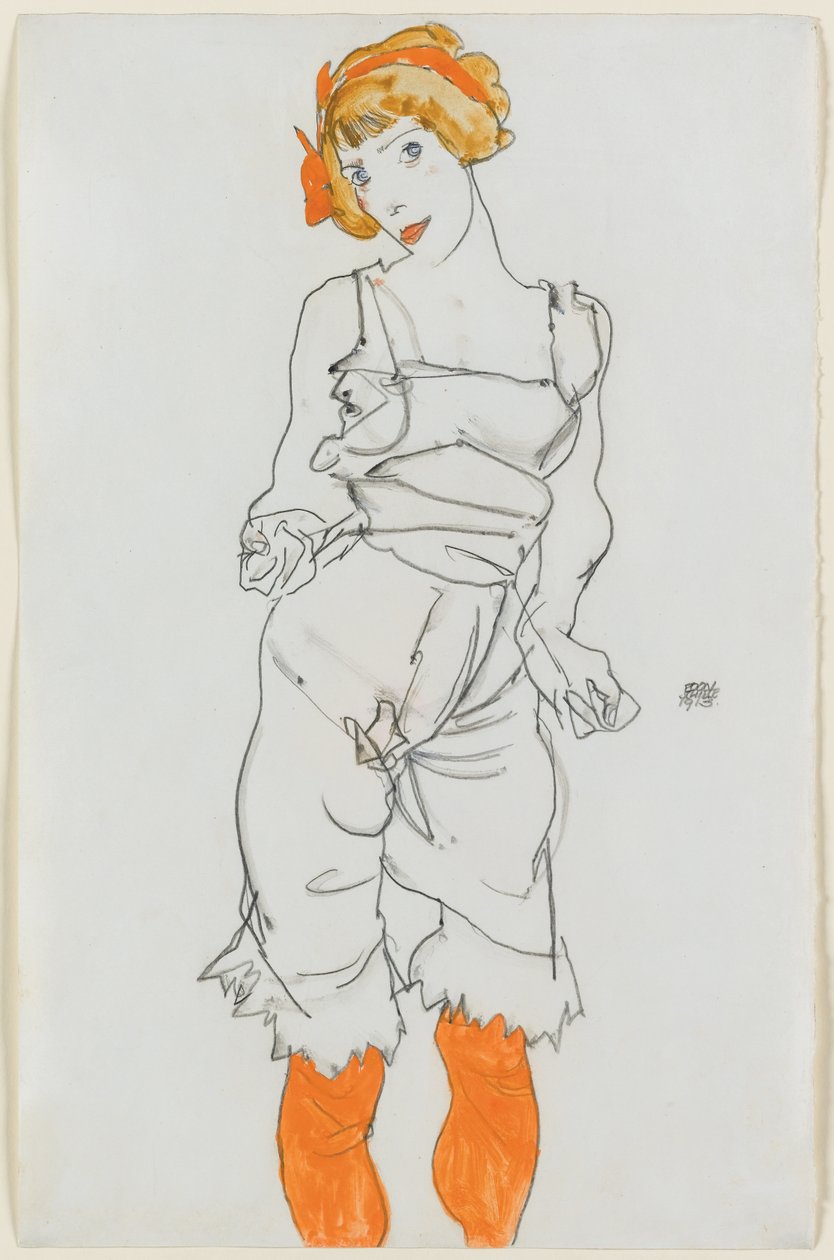 Žena v prádle a punčochách od Egon Schiele
