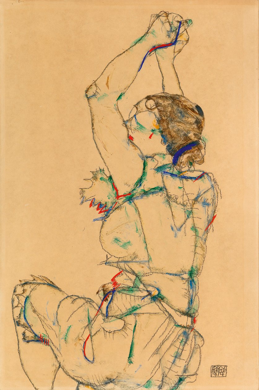 Žena se zdviženýma rukama, 1914. od Egon Schiele