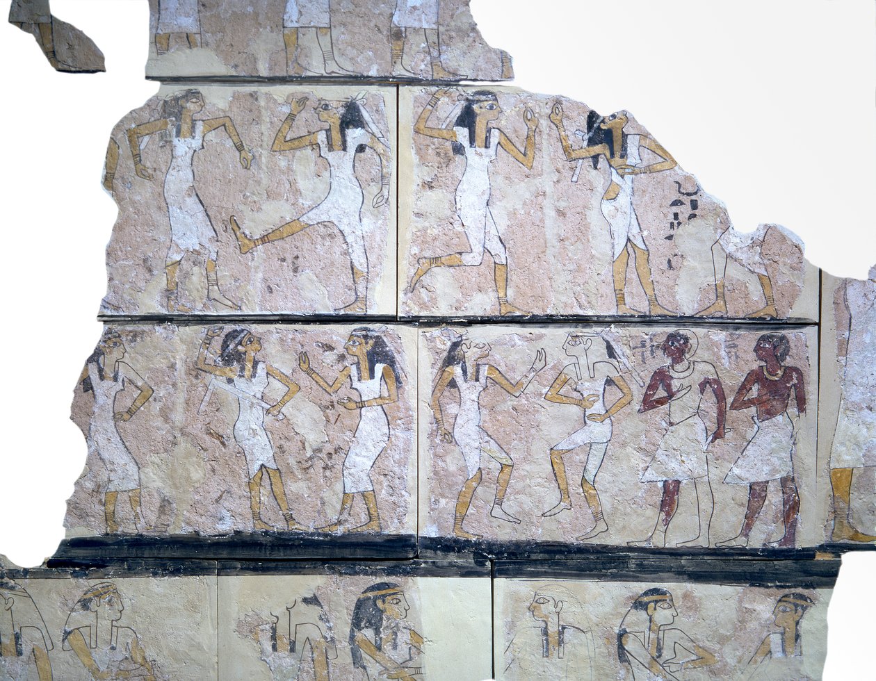 Fragment nástěnné malby zobrazující tančící dívky od Egyptian