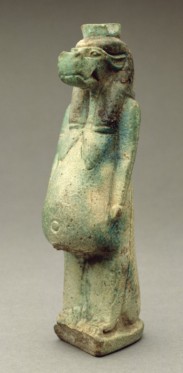 Soška bohyně Taweret, hrocha s krokodýlím ocasem (fajáns) od Egyptian