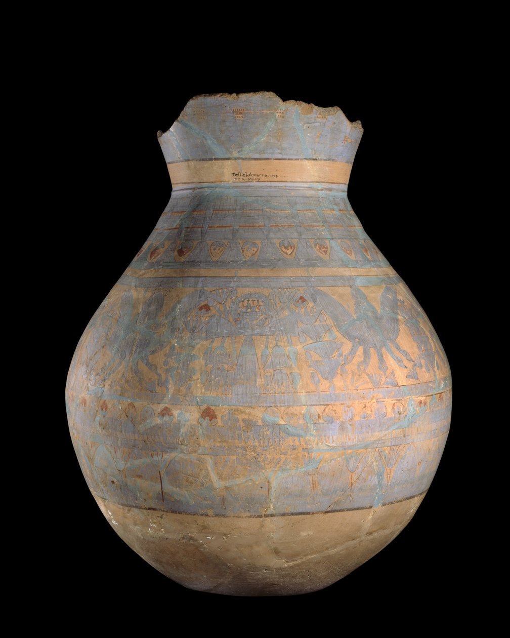 Zdobená nádoba – strana A, Tell-El Amarna, 14. století př. n. l. (keramika) od Egyptian 18th Dynasty