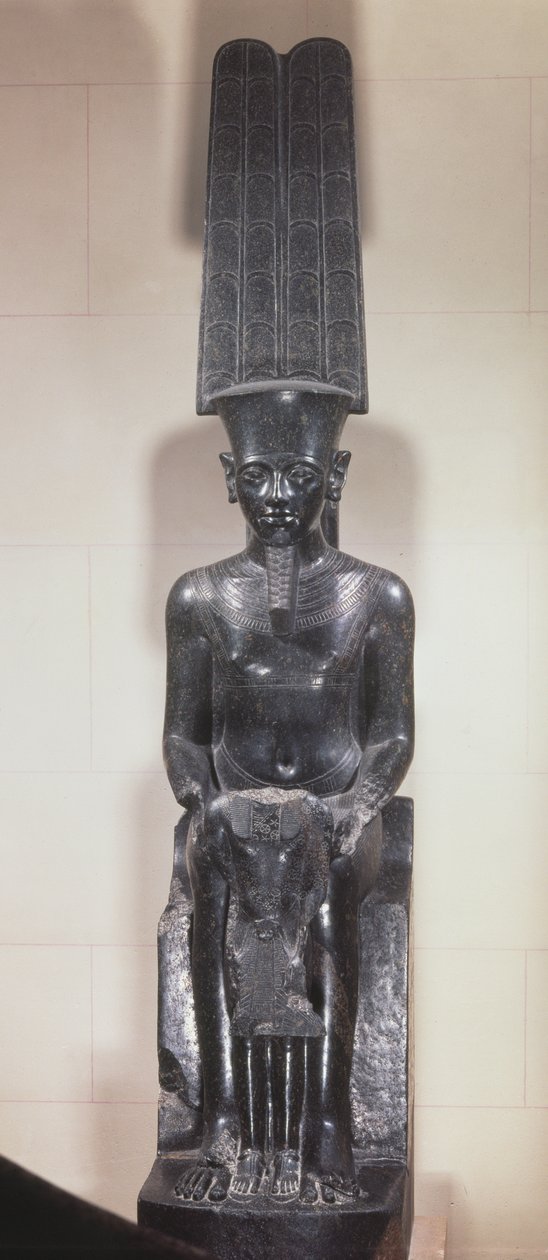 Socha boha Amona chránící Tutanchamona, Nová říše, cca 1336-1327 př.nl (žula) od Egyptian 18th Dynasty
