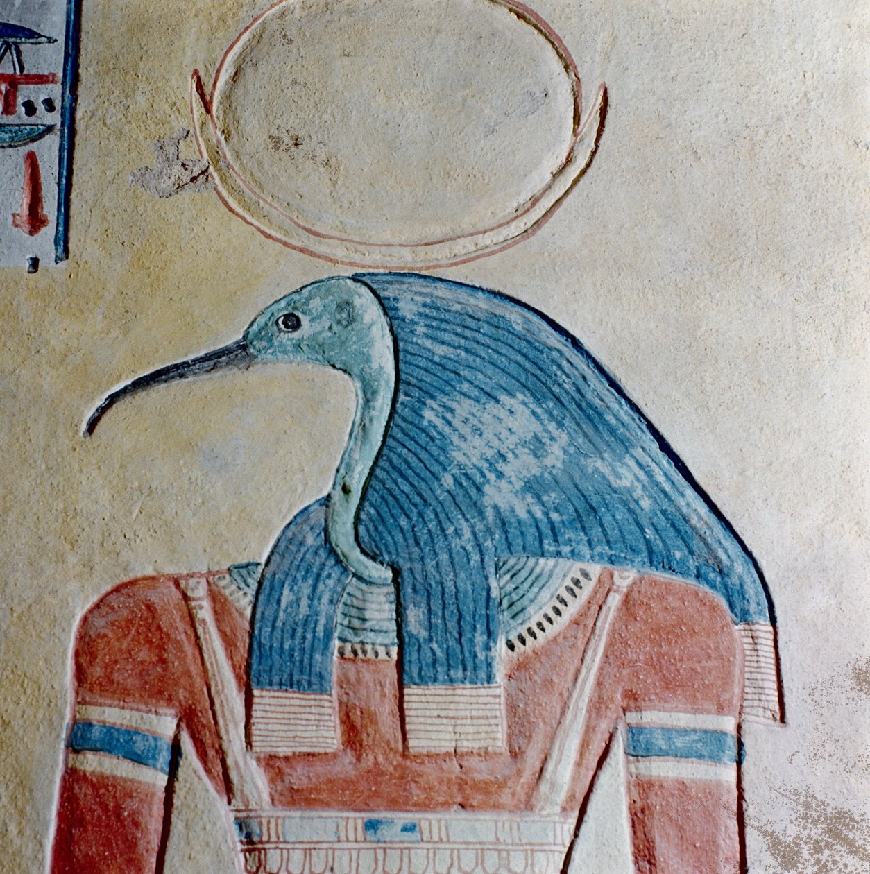 Bůh Thoth z hrobky prince Khaemwaseta II., syna Ramesse III. (asi 1187-1156 př. n. l.) Nová říše (malovaný vápenec) od Egyptian 20th Dynasty