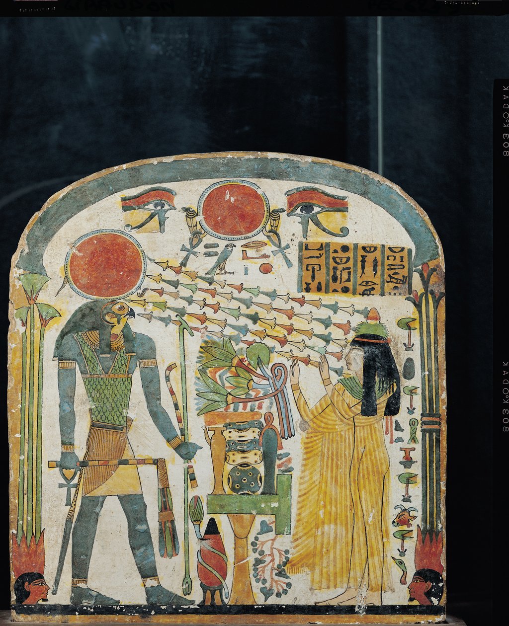 Stéla Lady Taperet před Re-Horakhty, cca 1000 př. n. l. (štukované a malované dřevo) od Egyptian 22nd Dynasty