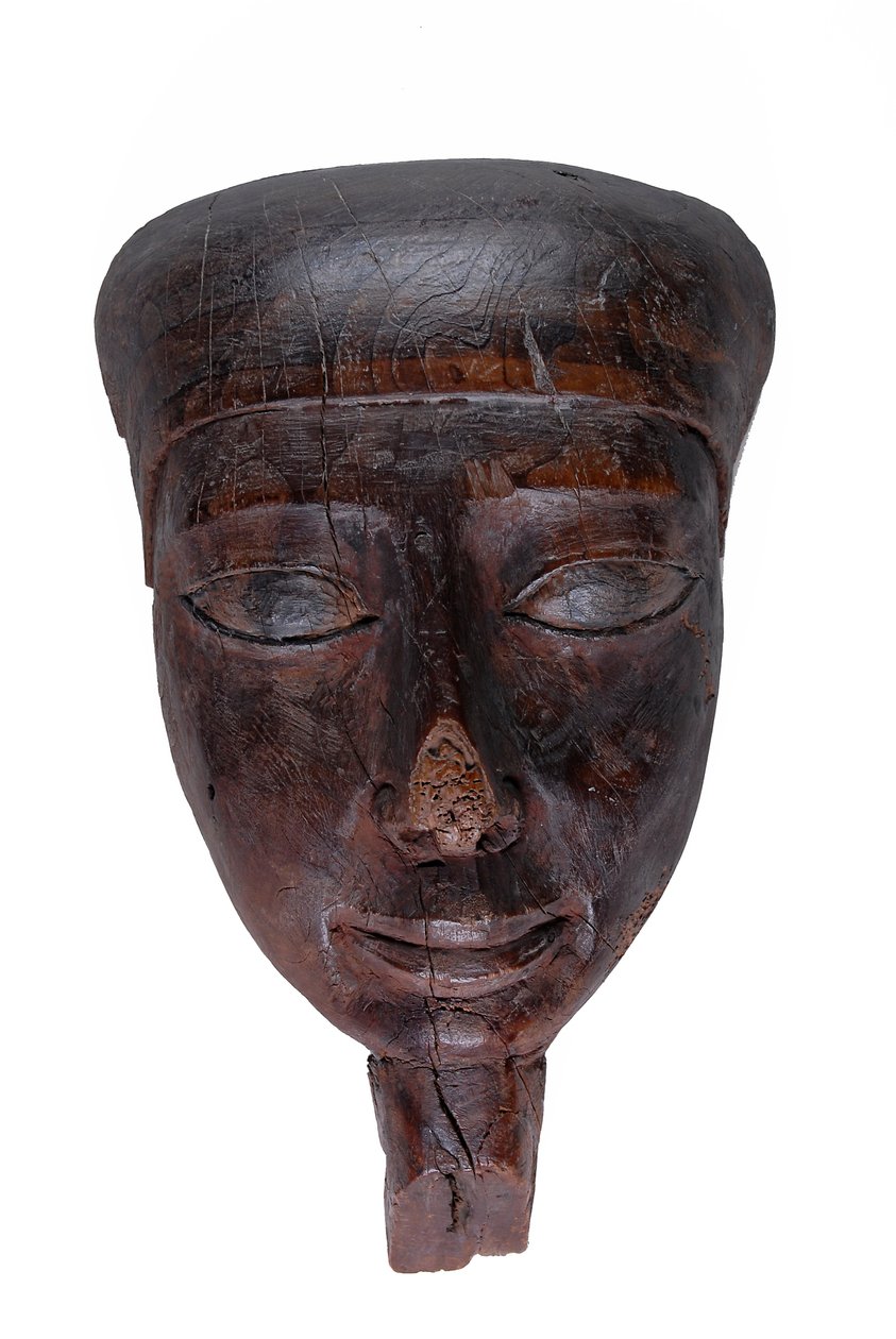 Obličejová maska z rakve, dřevo 330-323 př. n. l. se stopami barvy od Egyptian Ptolemaic Period