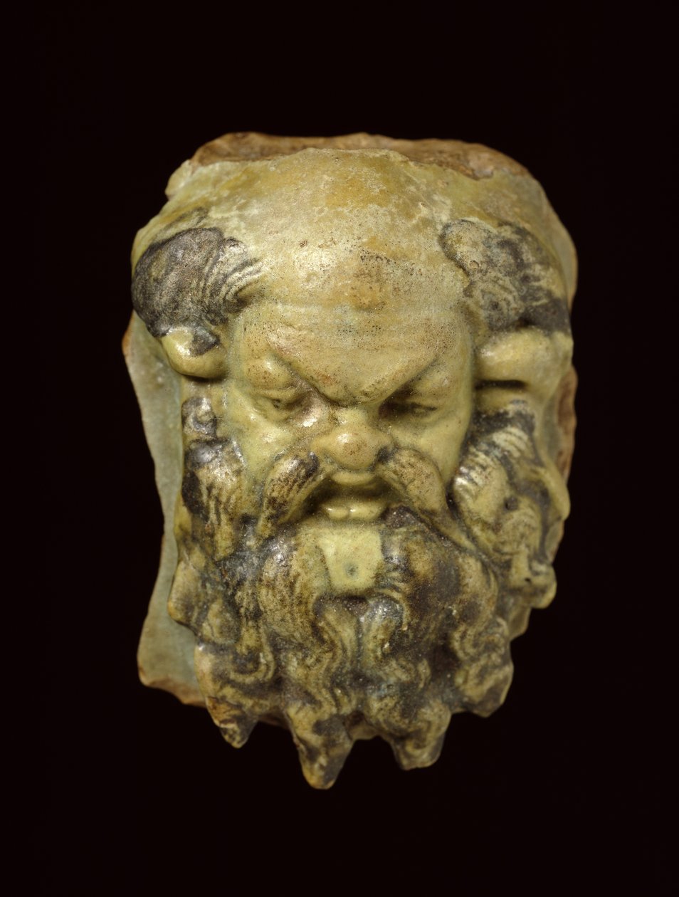 Silenova hlava z glazované fajánsové fajánse od Egyptian Ptolemaic Period