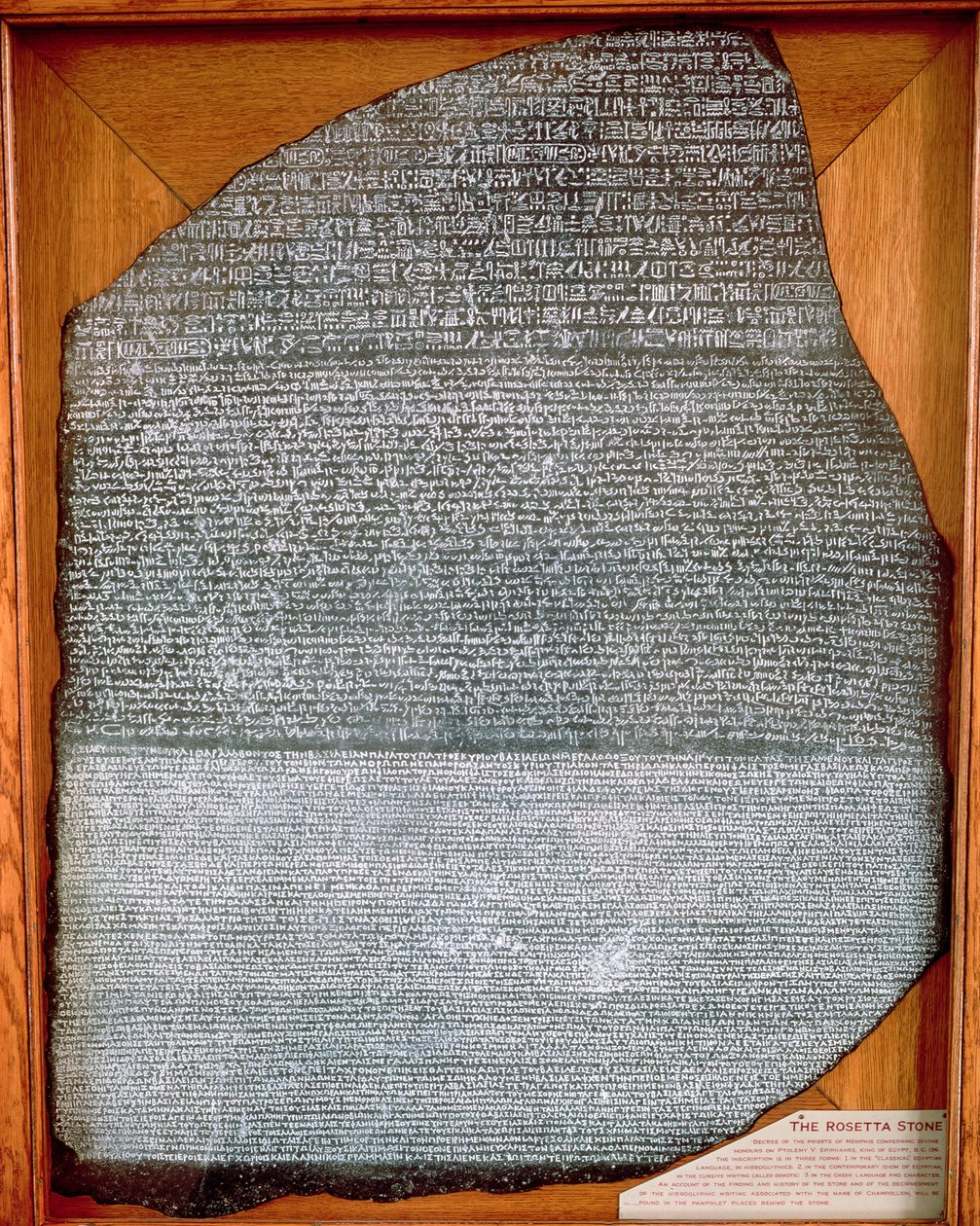 Rosettský kámen z pevnosti St. Julien, El-Rashid (Rosetta) 196 př. n. l. (viz také 138897) od Egyptian Ptolemaic Period