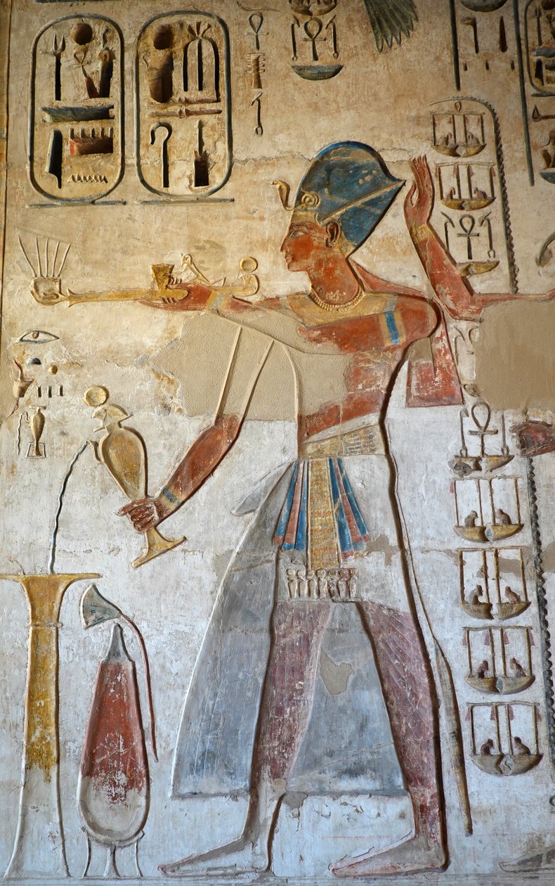 Faraon, Hořův chrám, Edfu (freska) od Egyptian Egyptian