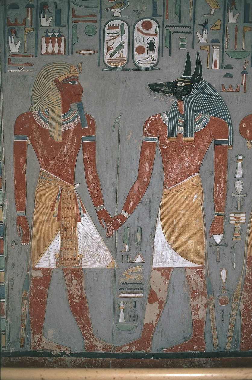 Faraon a Anpu se drží za ruce od Egyptian Egyptian