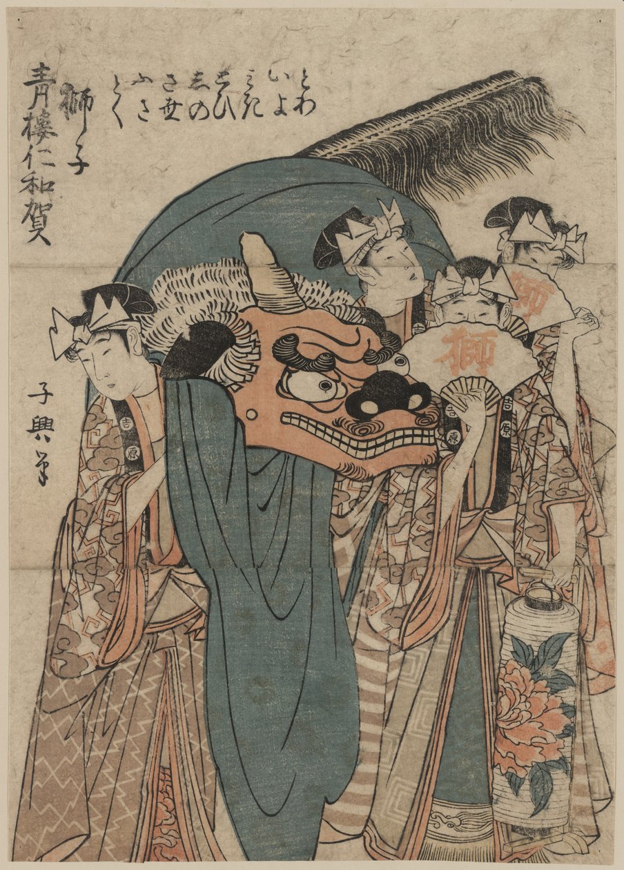 Japonský plnobarevný dřevoryt ukiyo-e od Eishōsai Chōki