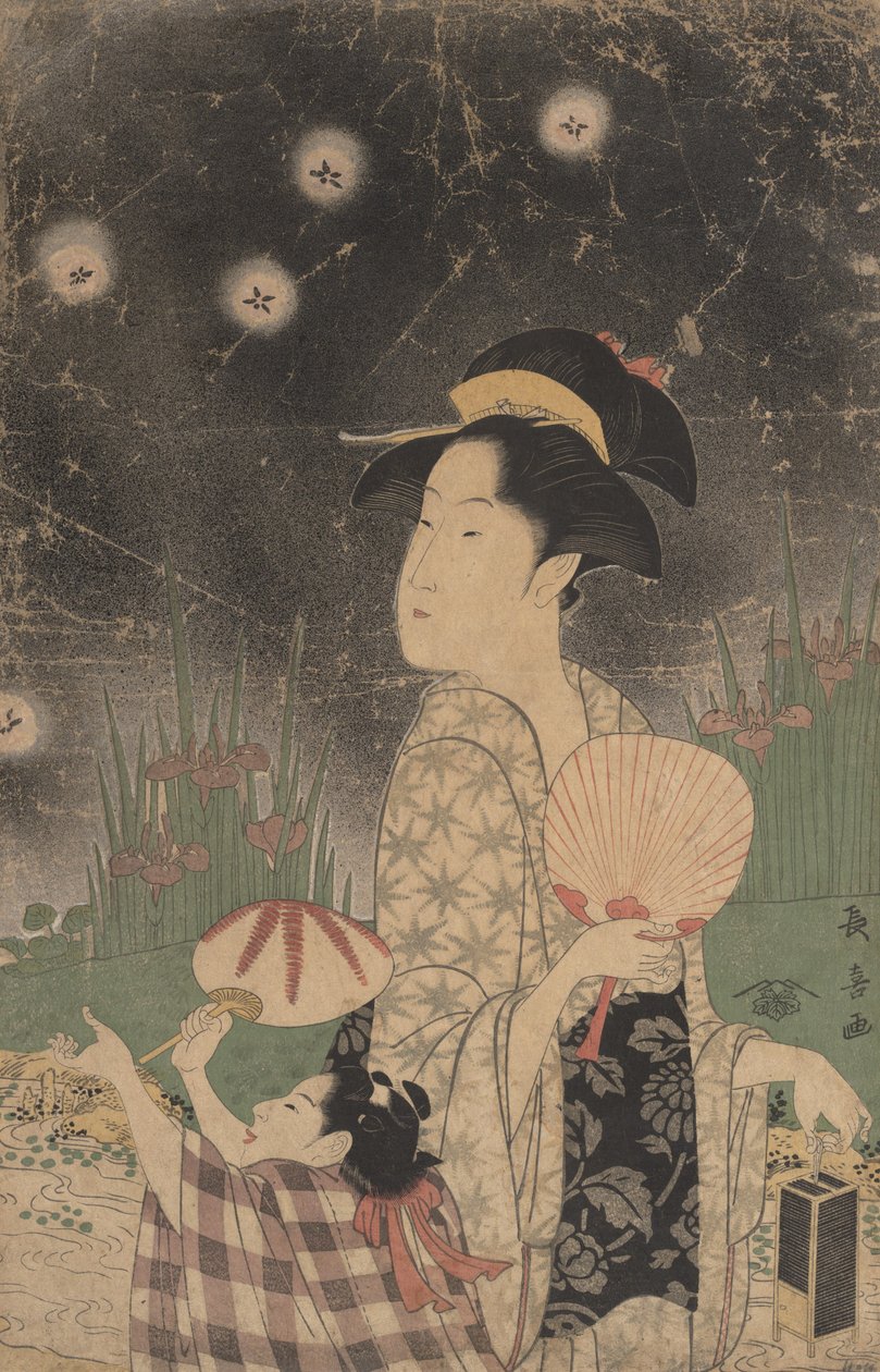 Žena a dítě chytání světlušek, ca. 1793. od Eishōsai Chōki