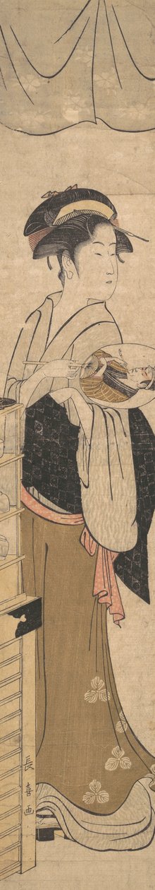 Mladá dáma s ventilátorem. od Eishōsai Chōki
