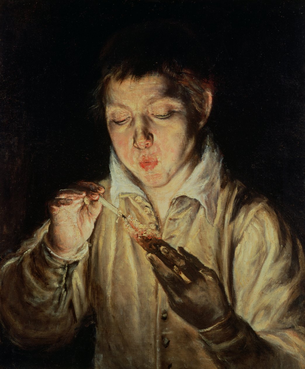 Dítě foukající na uhlík, počátek 70. let 16. století od El Greco
