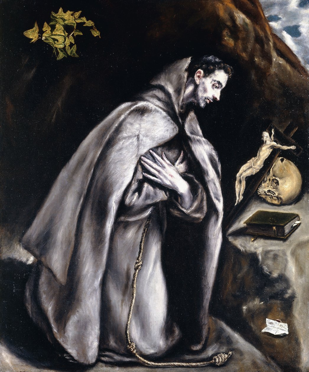 Svatý František klečící v meditaci, od El Greco
