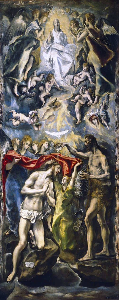 Kristův křest od El Greco