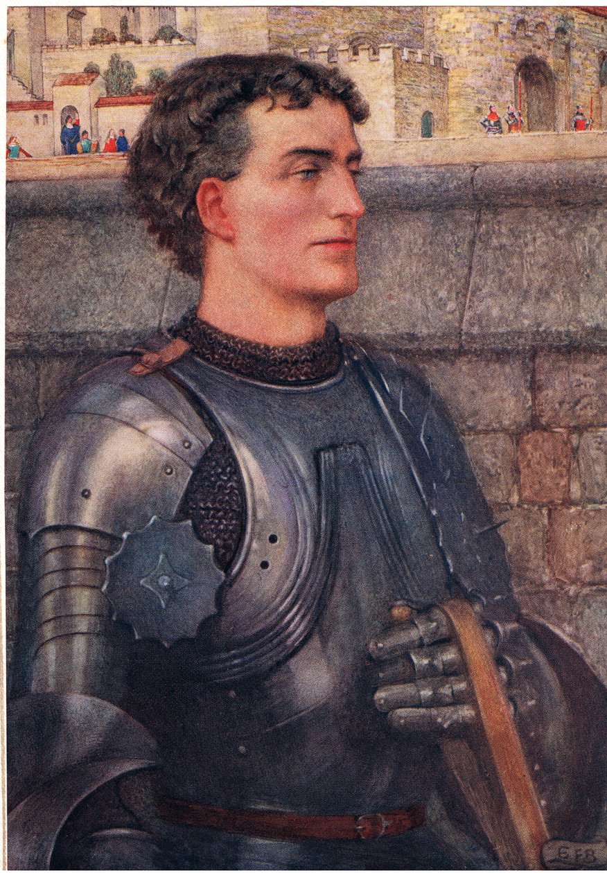 Lancelot, kolem roku 1910 (barevné lito) od Eleanor Fortescue Brickdale