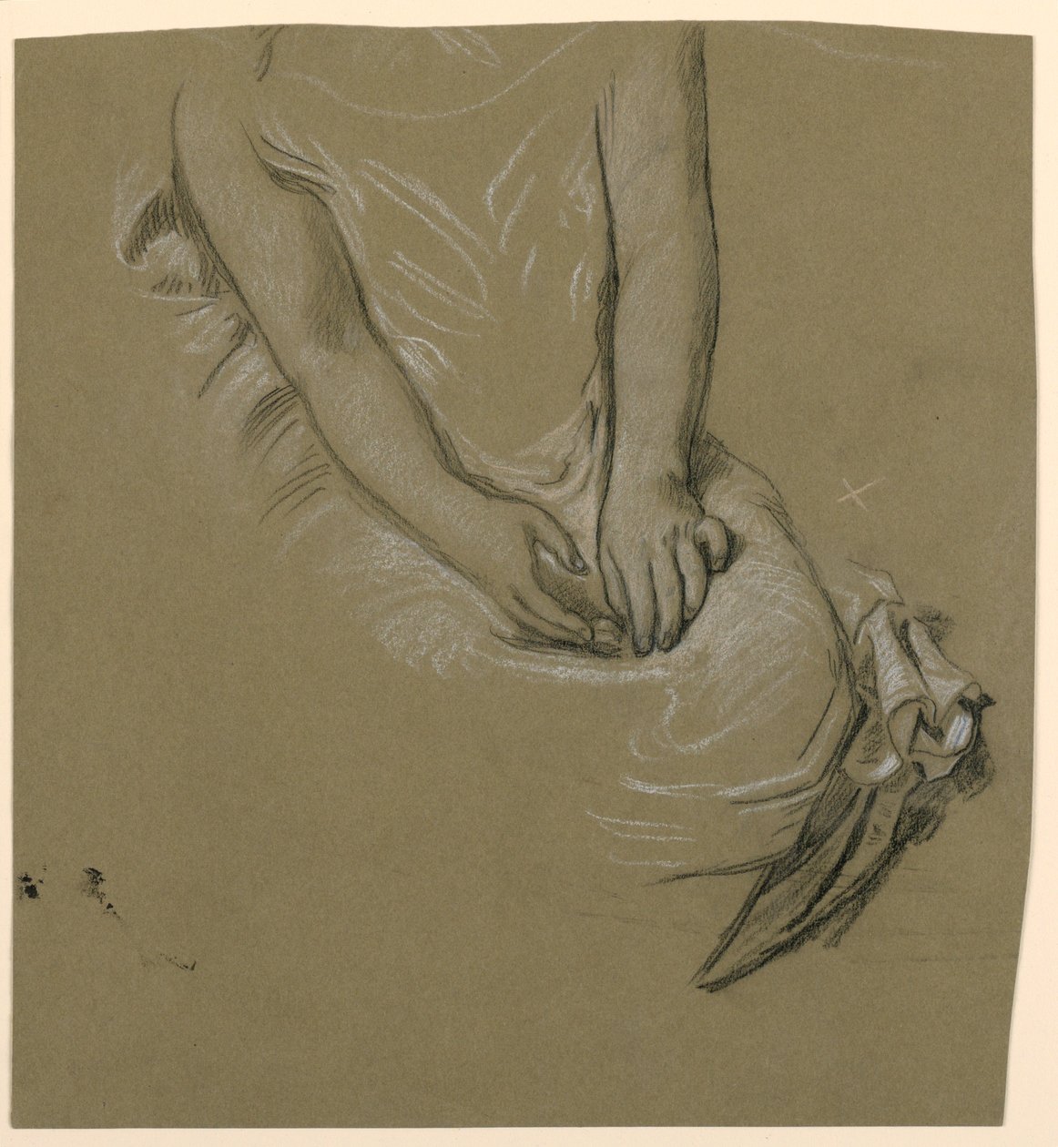 Kresba, studie ženského trupu, asi 1885 od Elihu Vedder