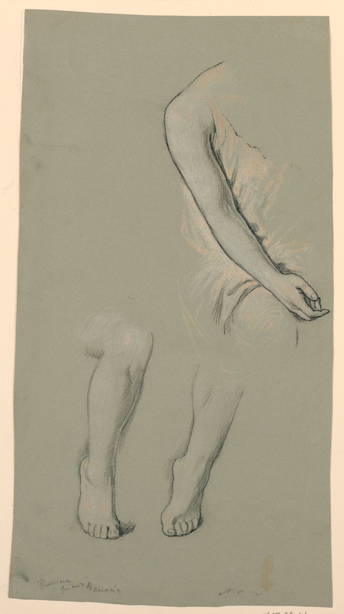 Kresba, detaily postavy, asi 1885 od Elihu Vedder