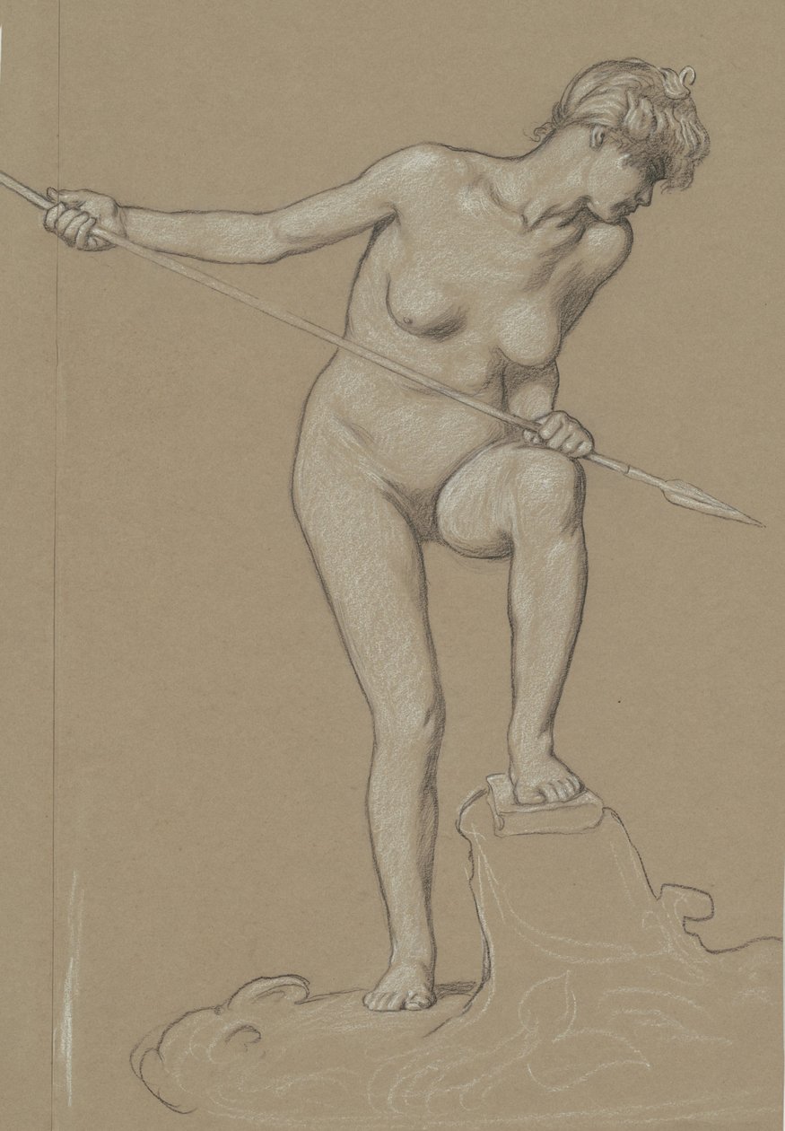 Dívka Spearing Dolphin, c. 1900. od Elihu Vedder