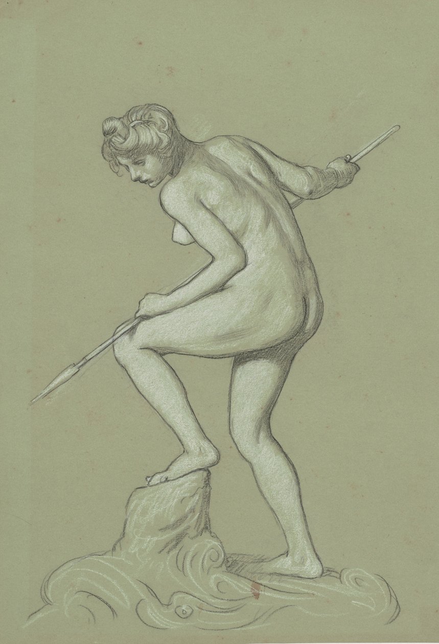 Dívka Spearing Dolphin, c. 1900. od Elihu Vedder