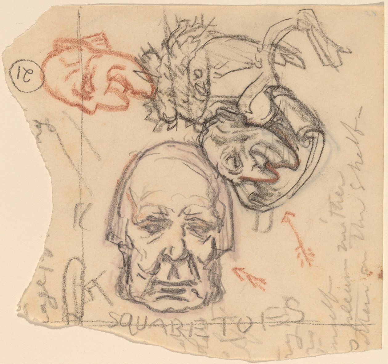 Autoportrét: karikatury, c. 1918. od Elihu Vedder