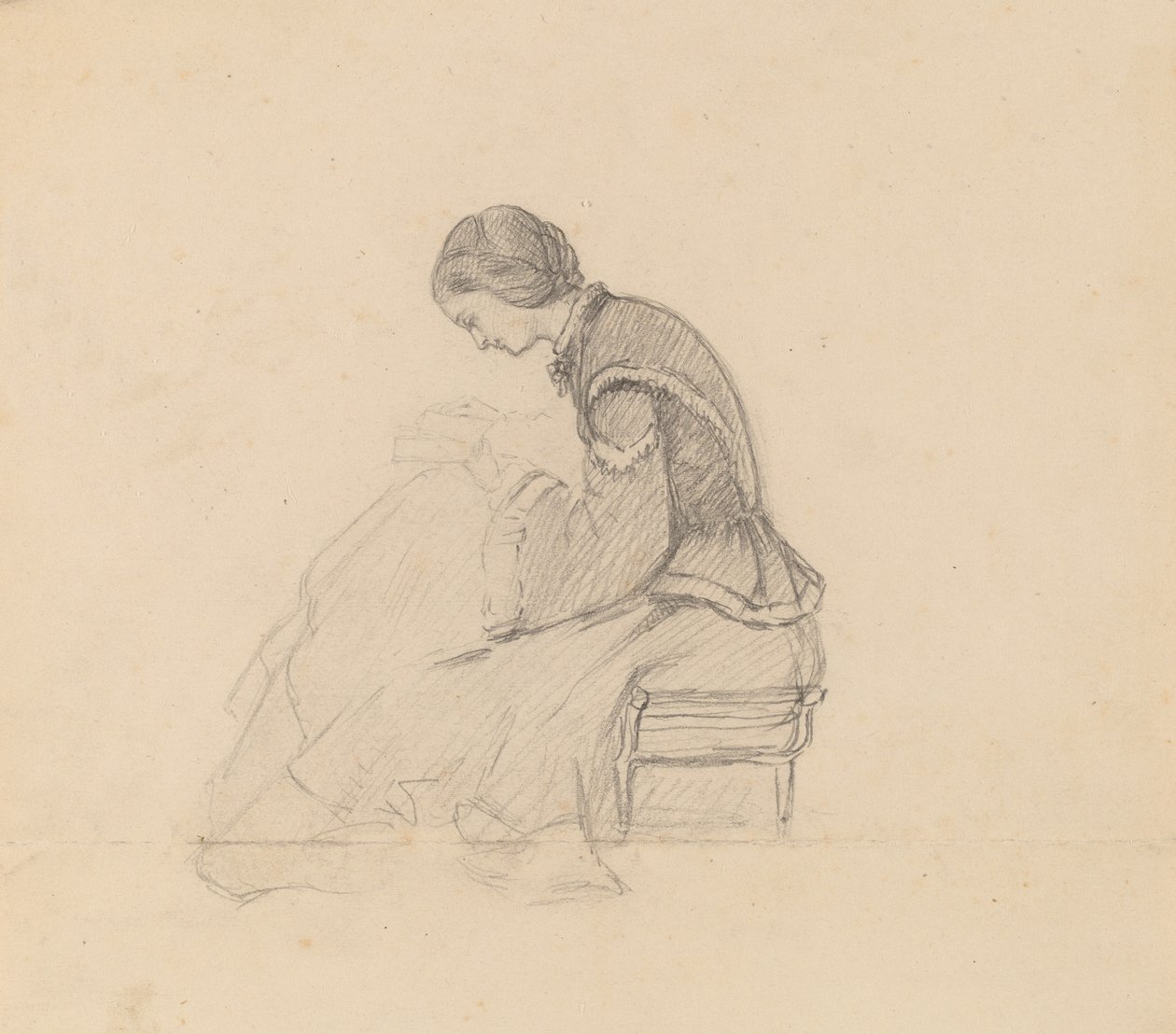 Studie dívčího čtení, c. 1858. od Elihu Vedder