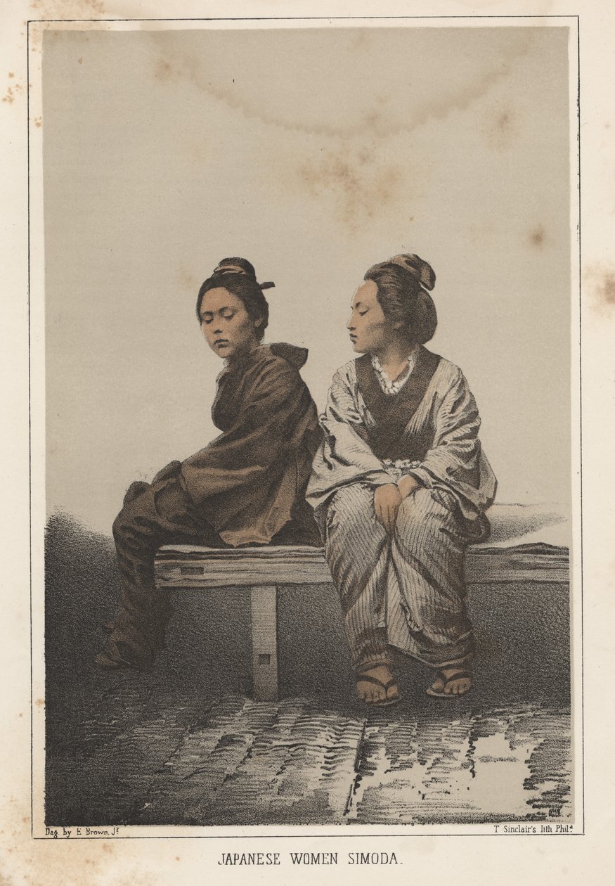 Japonské ženy, Simoda, 1855 od Eliphalet Brown