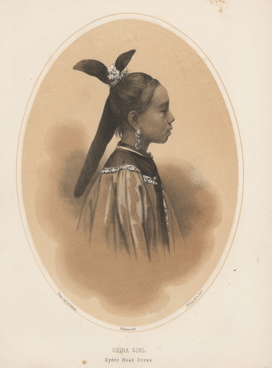 China Girl, Sycee Head Dress, 1855 od Eliphalet Brown