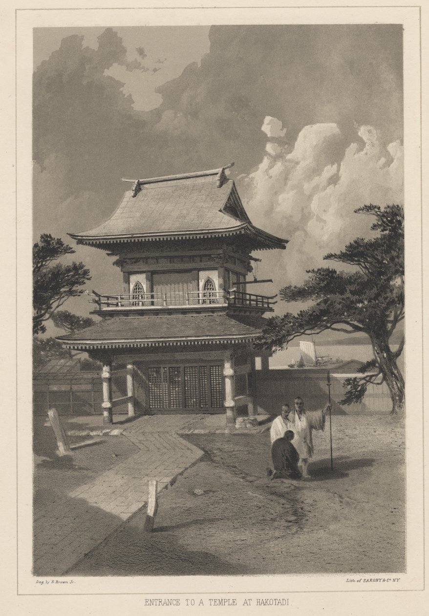 Vstup do chrámu v Hakotadi, 1855 od Eliphalet Brown