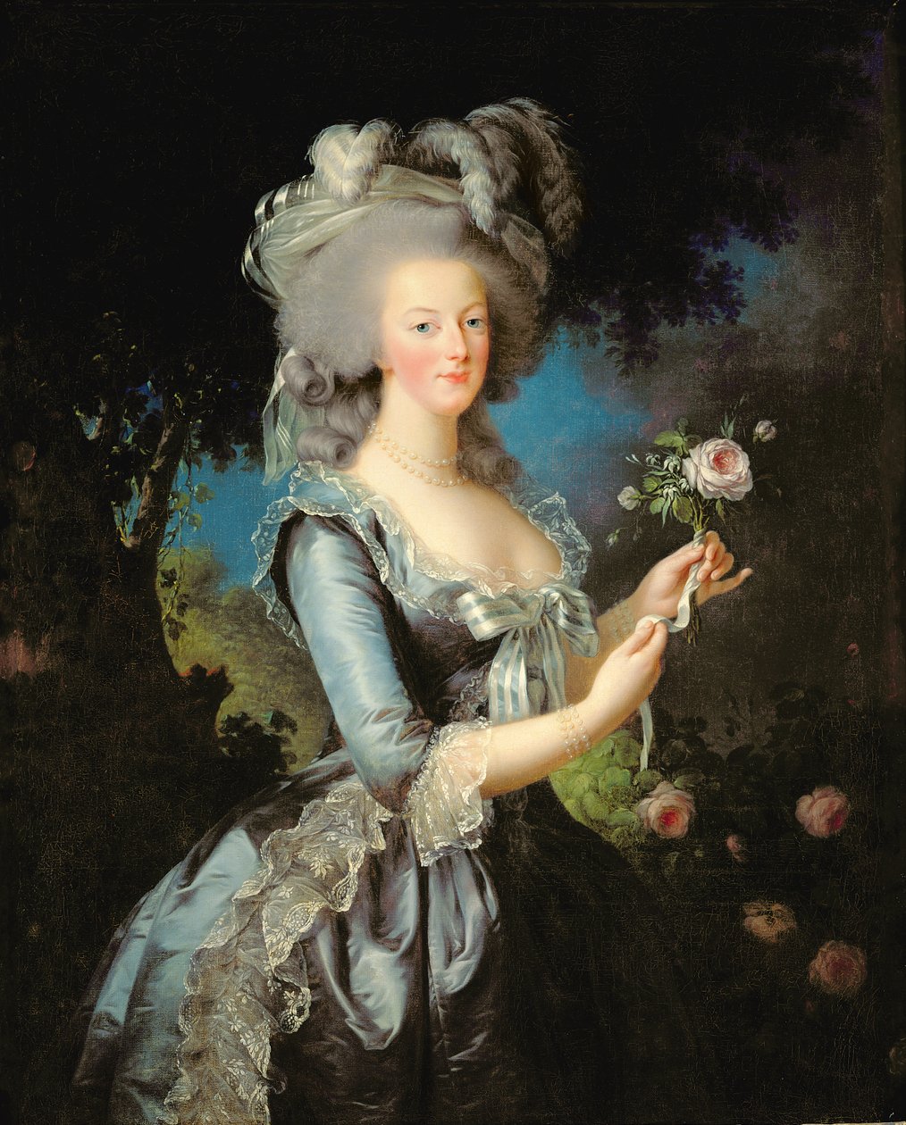 Marie Antoinetta s růží od Elisabeth Louise Vigee Lebrun