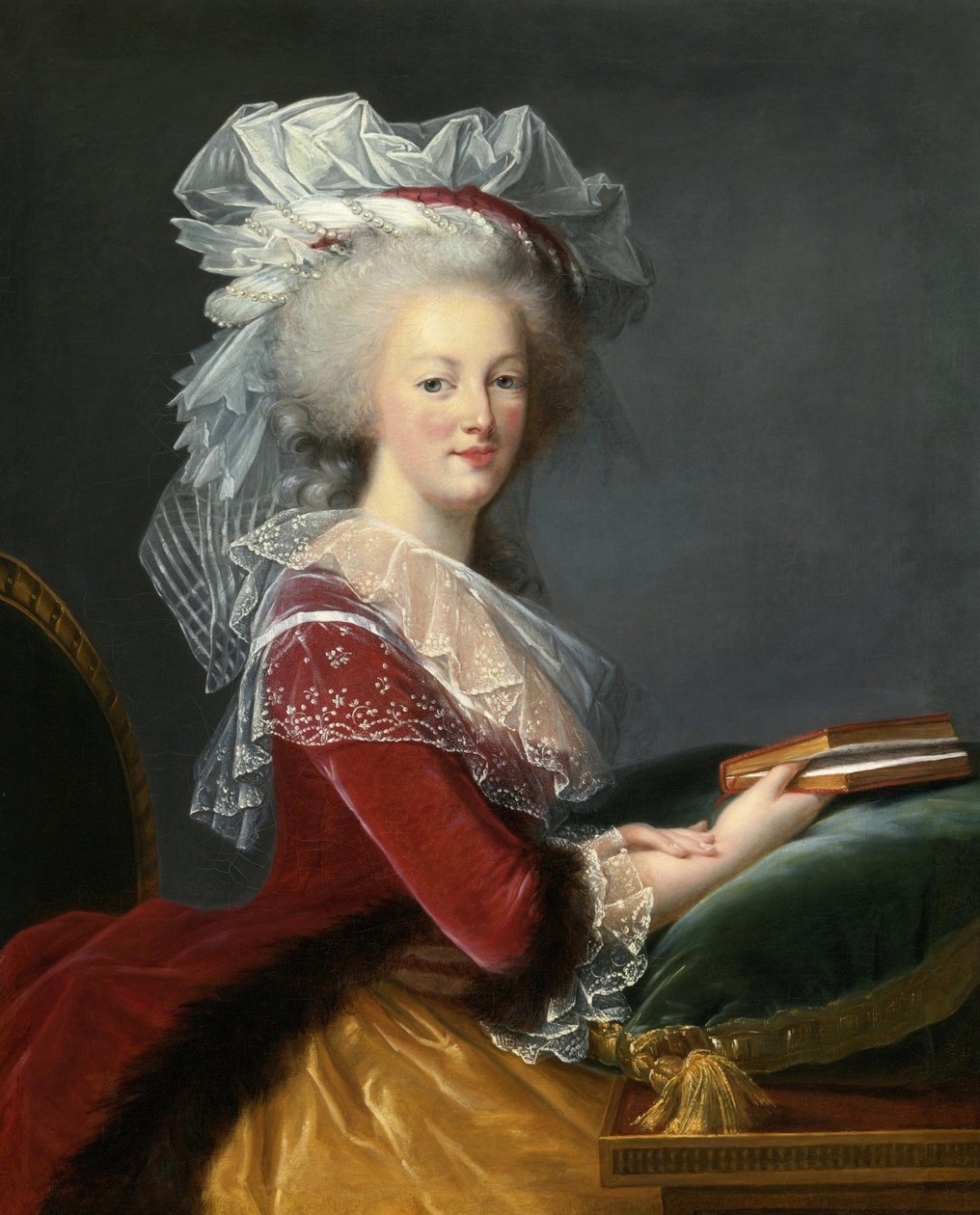 Marie Antoinetta s knihou. od Elisabeth Louise Vigee Lebrun