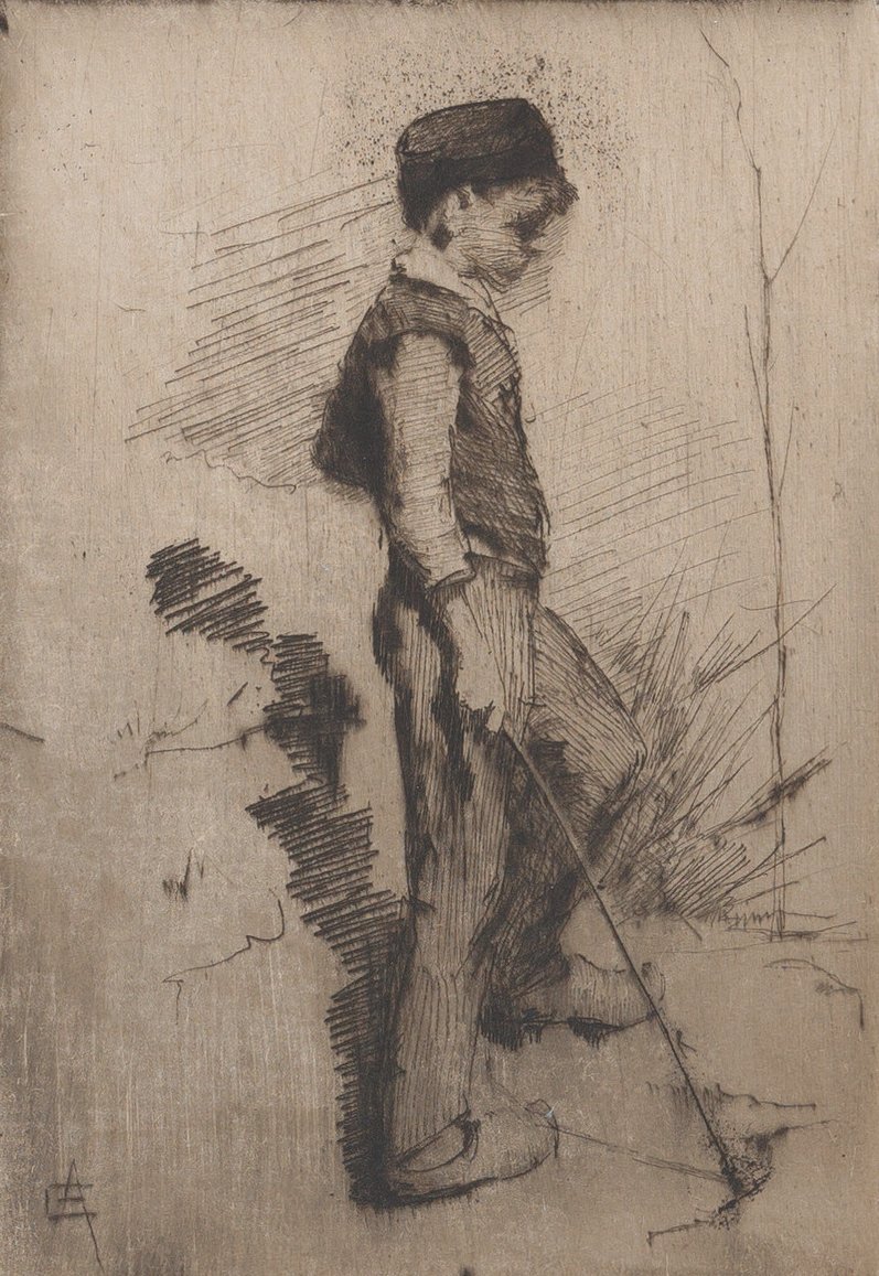 Chlapec s holí, 1881-83. od Elizabeth Adela Forbes