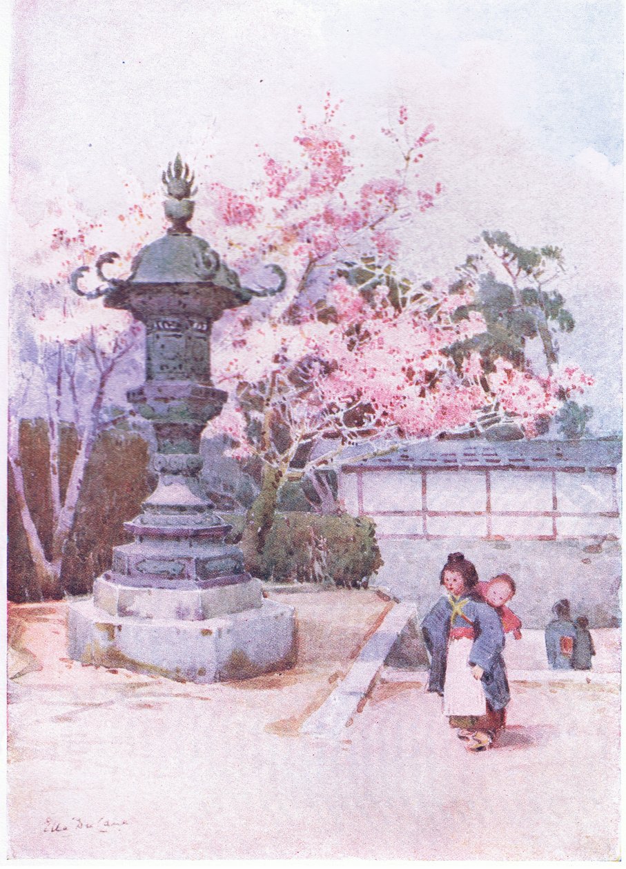 Japonské děti kolem roku 1900 (barevné lito) od Ella Du Cane