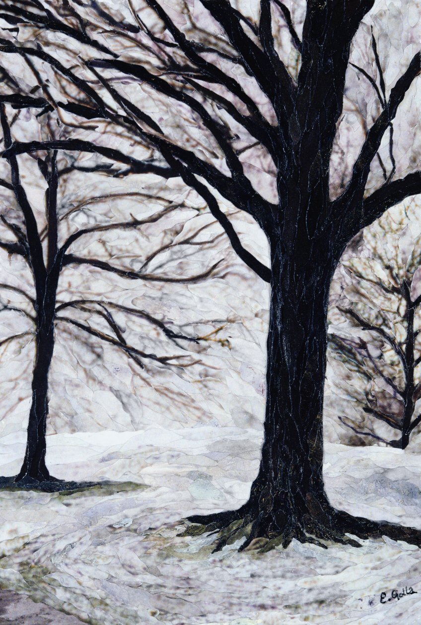 Winter Trees, Greenwich Park, 2004 (papírová mozaiková koláž) od Ellen Golla
