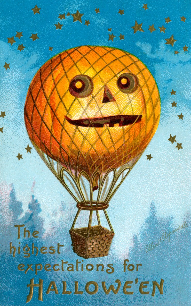 Halloweenská dýně horkovzdušný balón od Ellen Hattie Clapsaddle