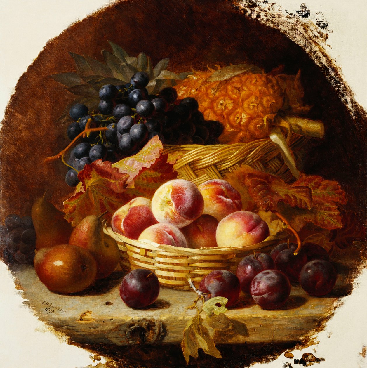 Broskve, švestky, hrušky a ananas, 1896 od Eloise Harriet Stannard