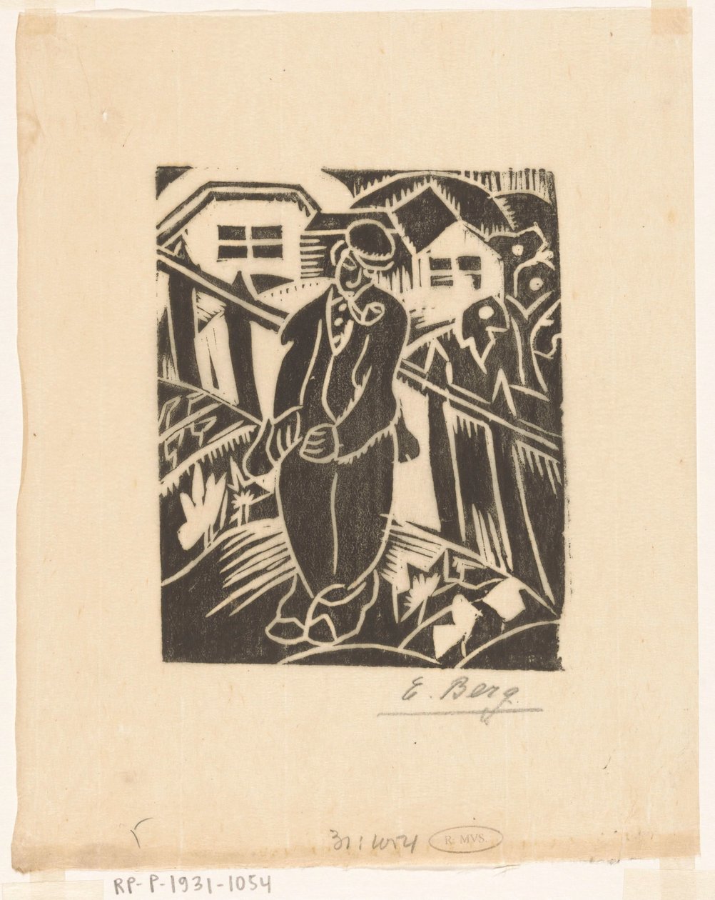 Muž v zeleninové zahradě od Else Berg (signed by artist)