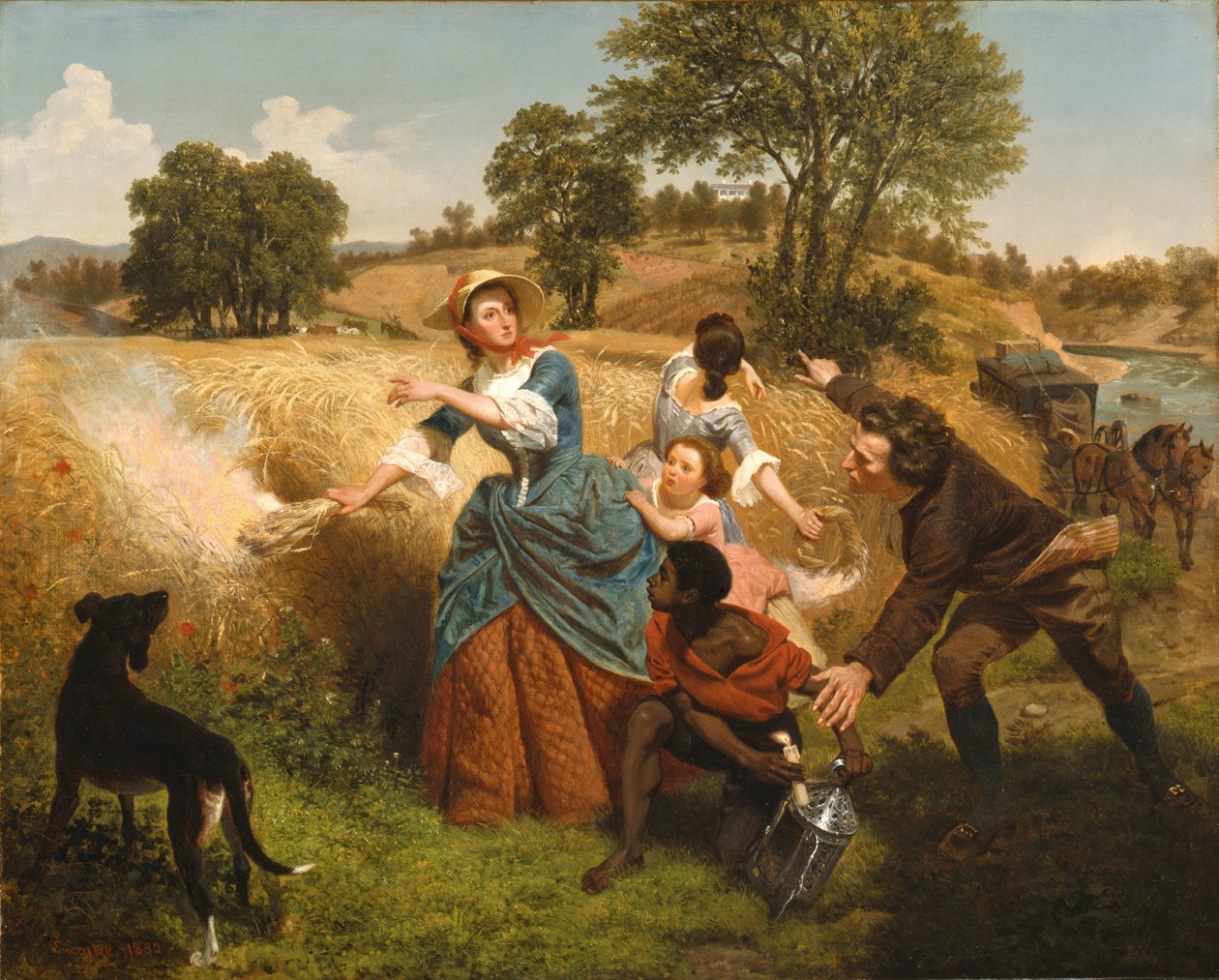 Paní Schuyler Burning Her Wheat Fields on the Approach of the British od Emanuel Gottlieb Leutze