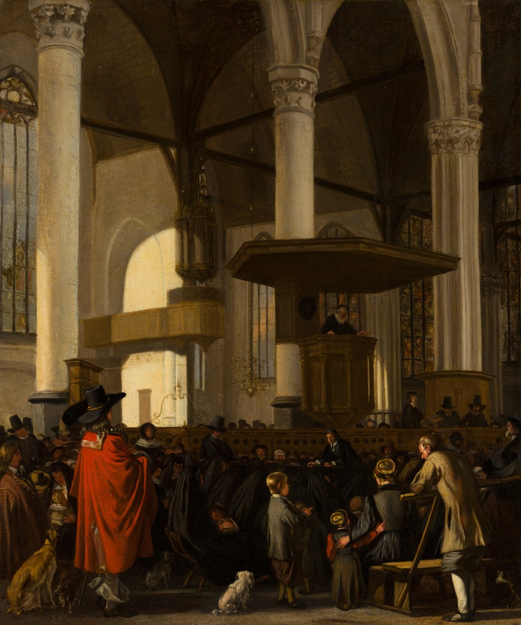 Oude Kerk v Amsterdamu během bohoslužby od Emanuel de Witte