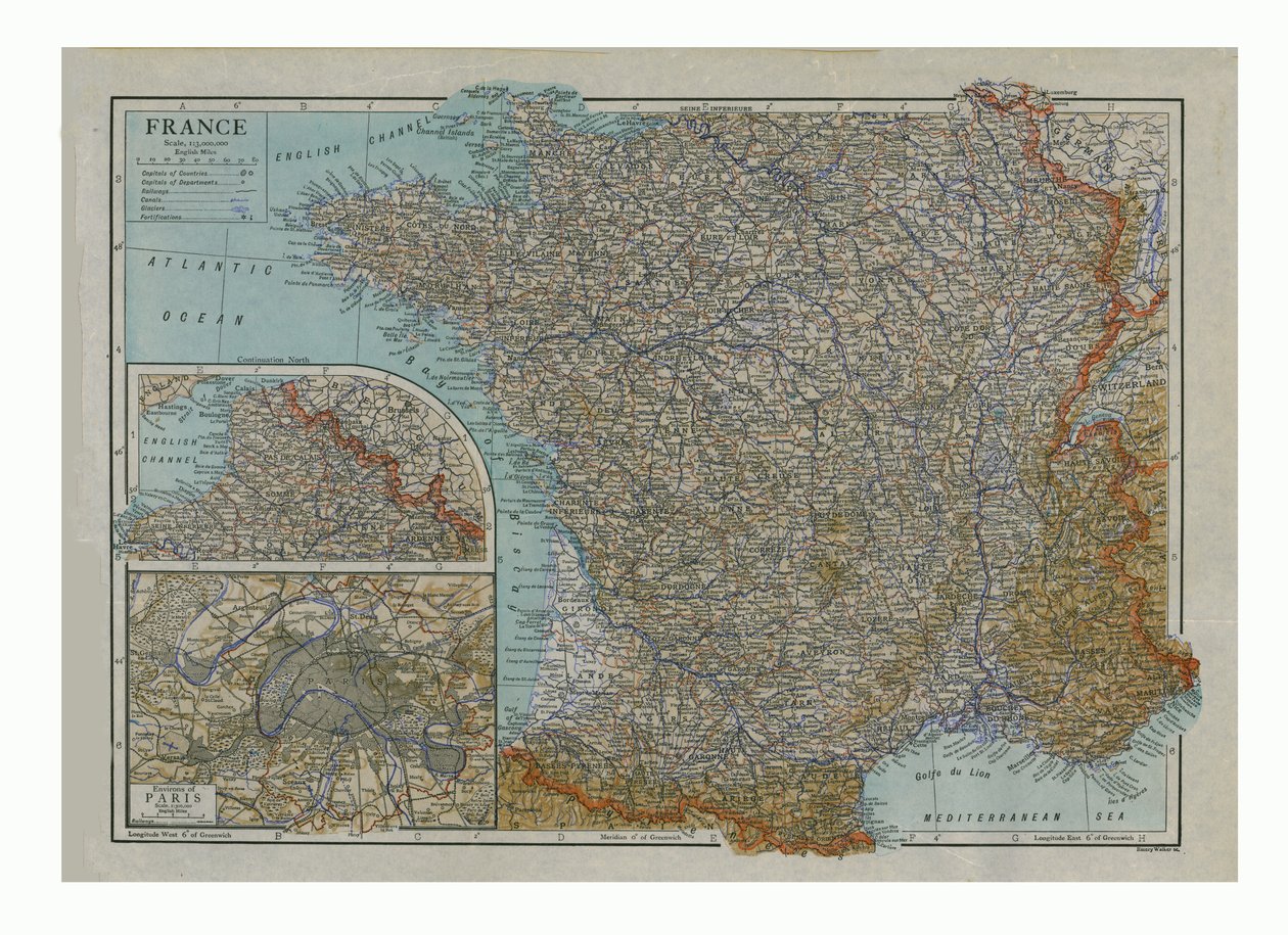 Mapa Francie, c1910. od Emery Walker