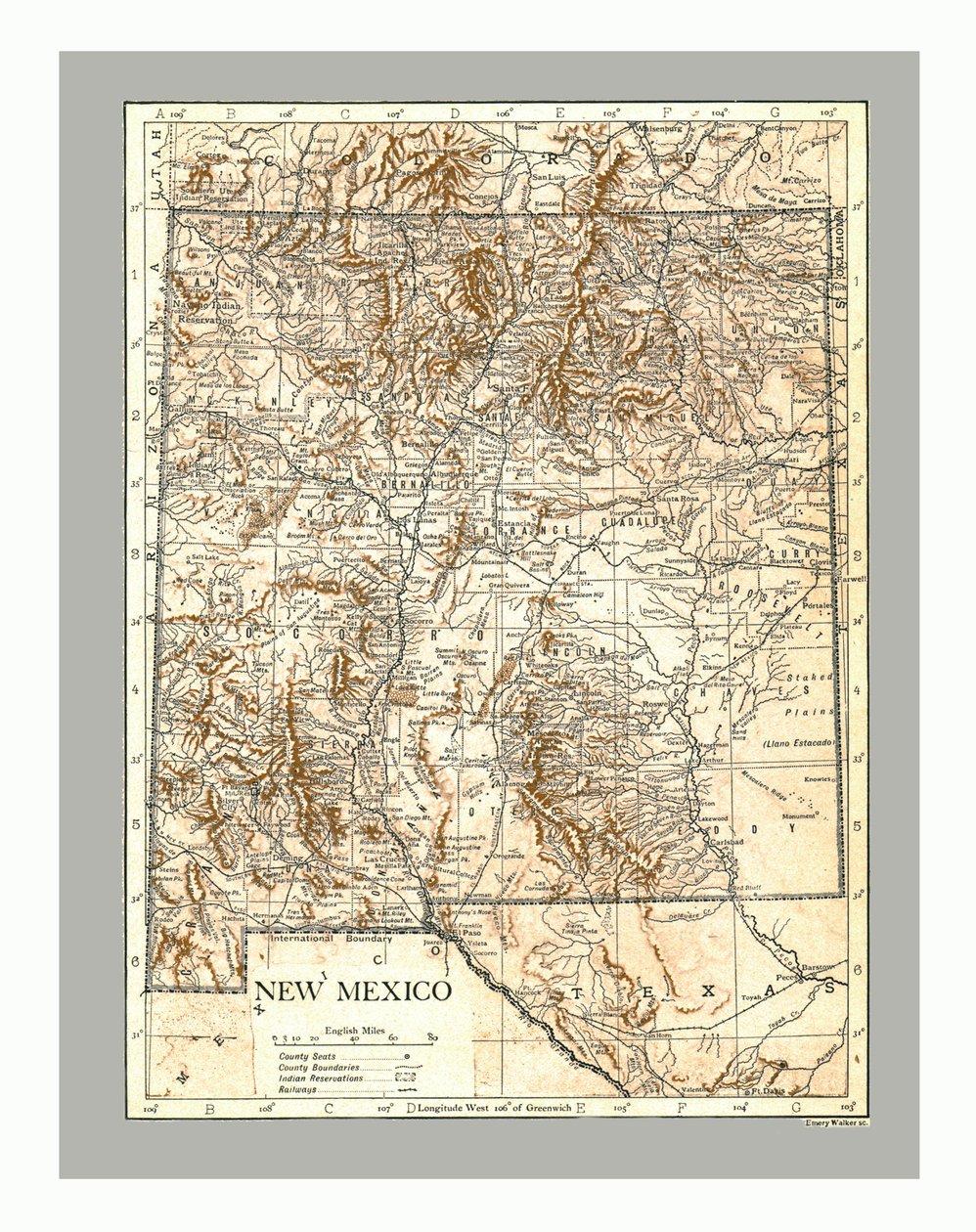 Mapa Nového Mexika, c1900. od Emery Walker