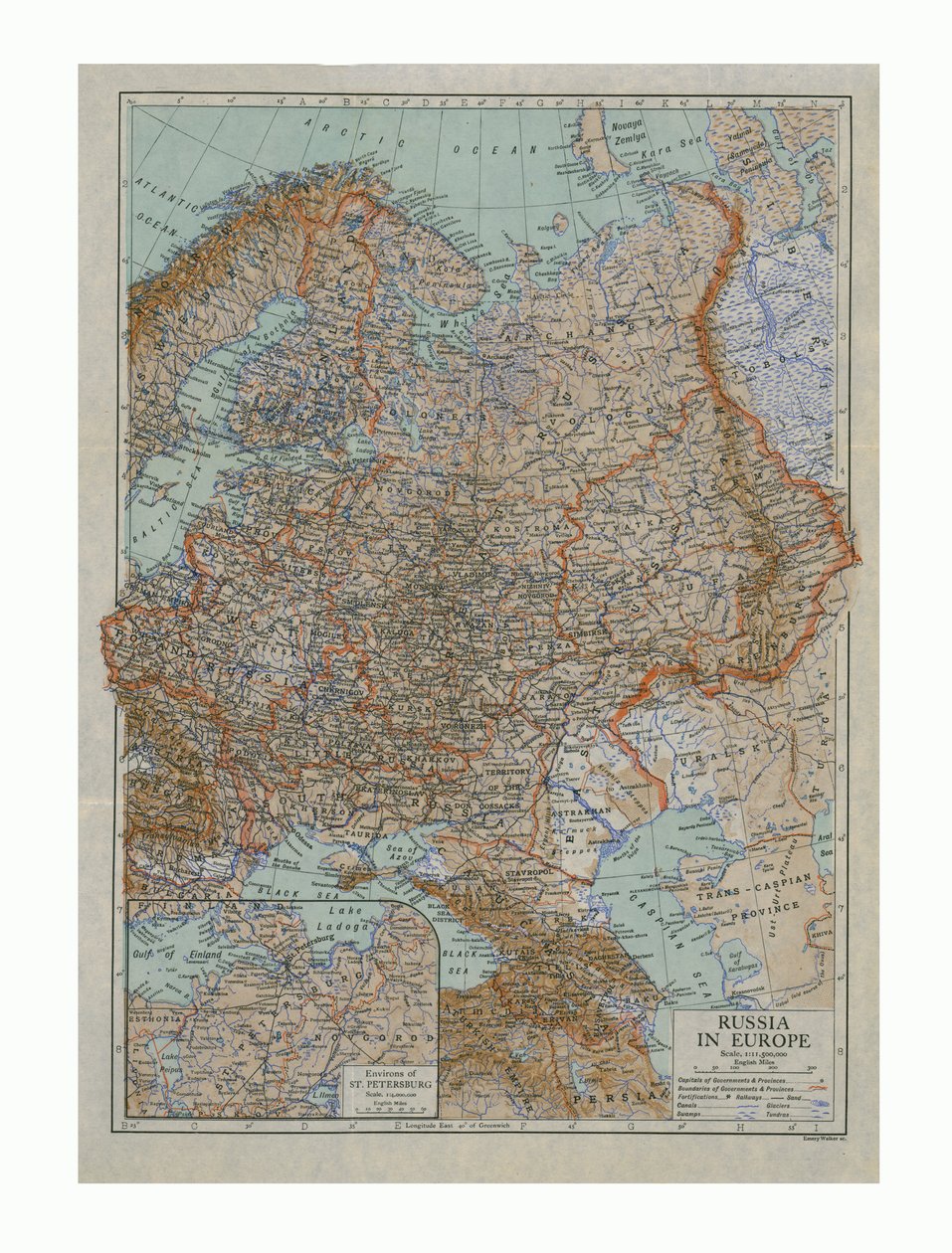Mapa Ruska v Evropě, c1910. od Emery Walker