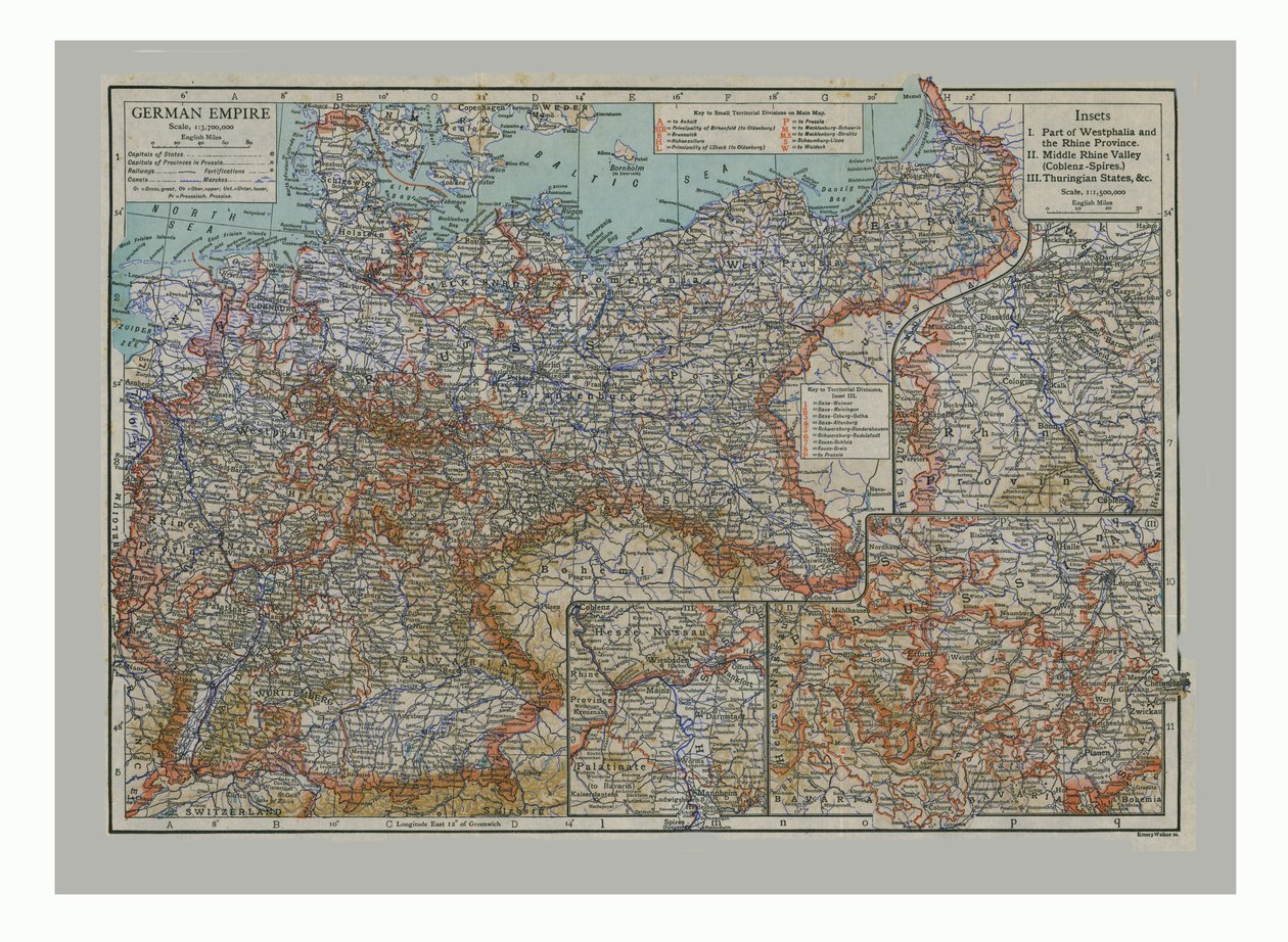Mapa Německé říše, c1900. od Emery Walker