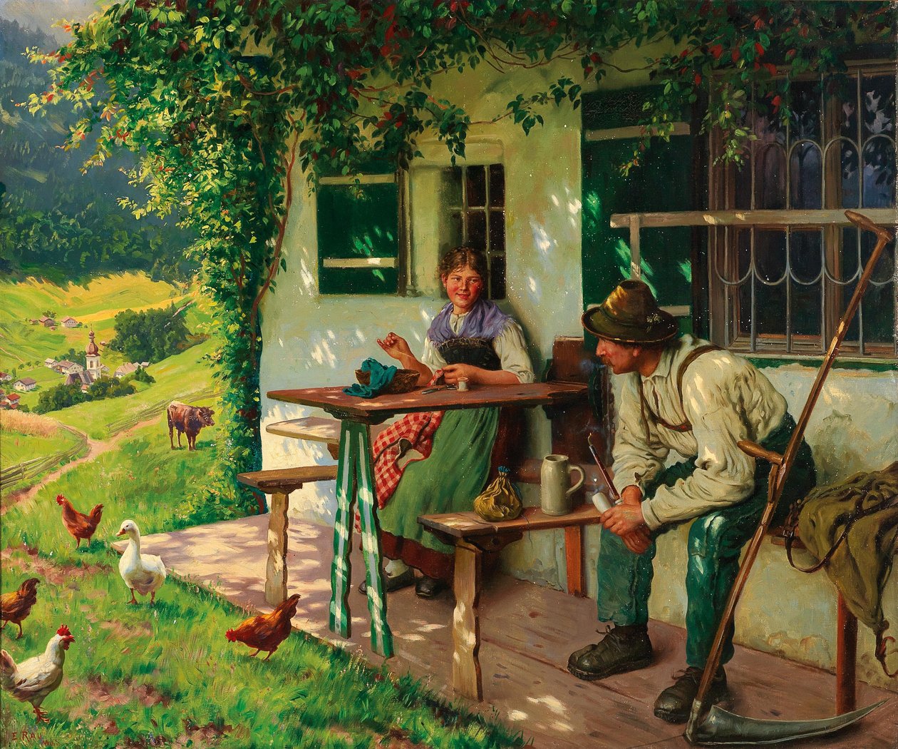 Mladý zemědělský pár v Horním Bavorsku od Emil Rau